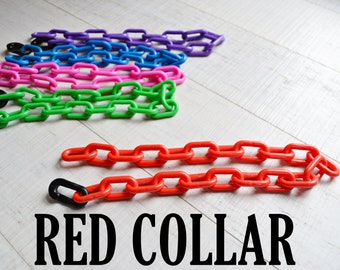 Red Plastic Chain Goat Collars | Nigerian Dwarf Pygmy Minis Breakaway Safety Feature Durable Easy to Clean