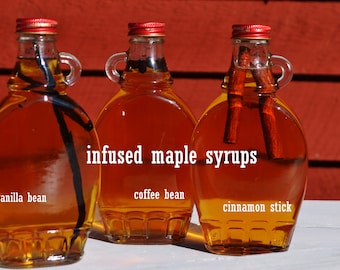 Jarabe de arce infusionado, cosecha fresca de 2026: ámbar de Nueva York, vainilla, café, canela.