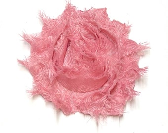 SIX Rosy Mauve Pink Shabby Chiffon Flowers - Great for DIY Headbands - Shabby Flower - Flower Headband - Baby Headband Making Party - Shabby