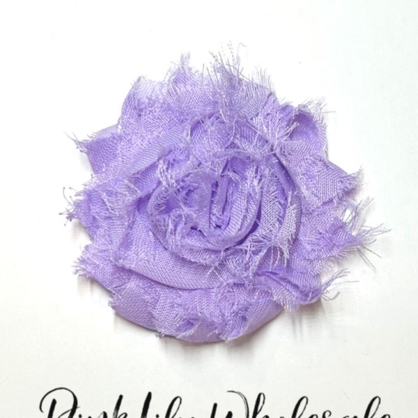 SIX Lavender Shabby Flowers - Great for DIY Headbands, Baby Headband Supply, Wholesale