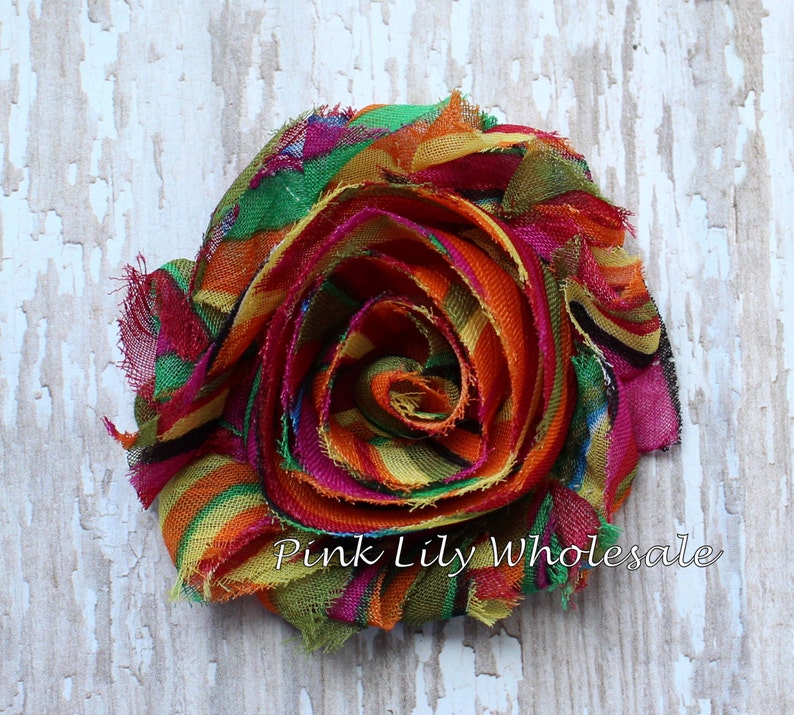 Wholesale Shabby Chiffon Flowers Shabby Flowers SIX Carrot Rainbow Flower Craft Supplies Great for DIY Headbands Craft Flowers