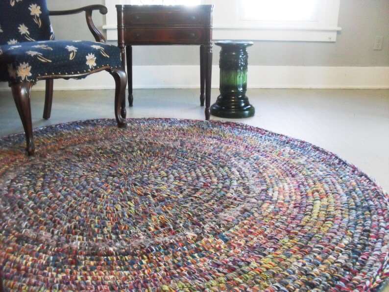 Round Rug Crochet Yarn 6ft Area Multi Color