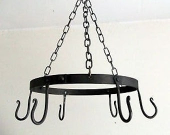 Hanging herb or utensil rack ceiling, round hand made UK