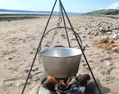 Rustic Campfire Tripod: Hand Forged Iron Outdoor Cooking Stand