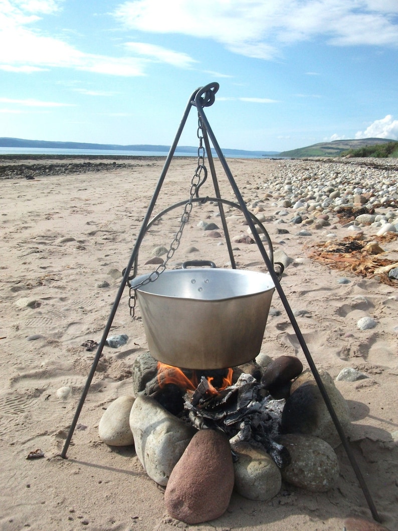 Rustic Campfire Tripod Stand Perfect for Outdoor Cooking and Marshmallow Roasting image 1