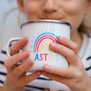 Personalised Rainbow Enamel Mug