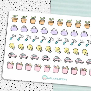 AGENDA STICKERS SHEET Maison pour décorer Agenda, Journal, Bullet Journal, Scrapbook - Mignon Kawaii Doodles