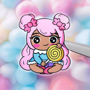 Pegatina de vinilo - LOLLY JOY / Kawaii, lindas pegatinas impermeables troqueladas de caramelo para decorar agenda, computadora portátil, botella de agua, teléfono