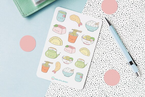 KAWAII STICKERS SHEET Japanese Food for Decorating Agenda | Etsy