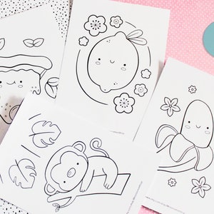 PRINTABLE Digital Coloring Book Vol. 2 - Kawaii Illustrations, Kids Art, Cute Coloring pages, Line Art