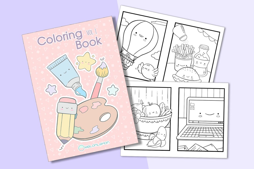 PRINTABLE Digital Coloring Book Vol. 1 - Kawaii Illustrations, Kids Art ...
