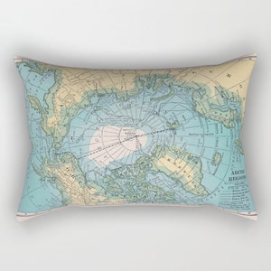 Arctic Map Duvet Cover or comforter bed blue, green, aqua, bedroom, travel decor, cozy soft, pastel, winter, warm, North Pole, Greenland image 3