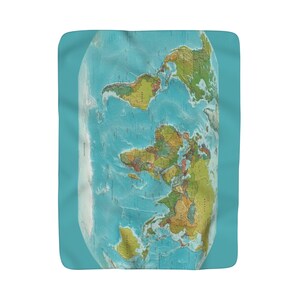 World Map Sherpa Fleece Blanket - travel decor throw blanket