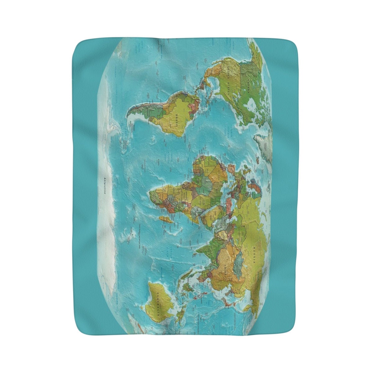 World Map Sherpa Fleece Blanket - travel decor throw blanket