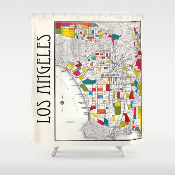 Los Angeles Shower Curtain Street Map Of La Fabric Curtain Etsy