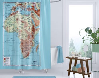 Cortina de ducha con mapa de África vintage: diseño topográfico