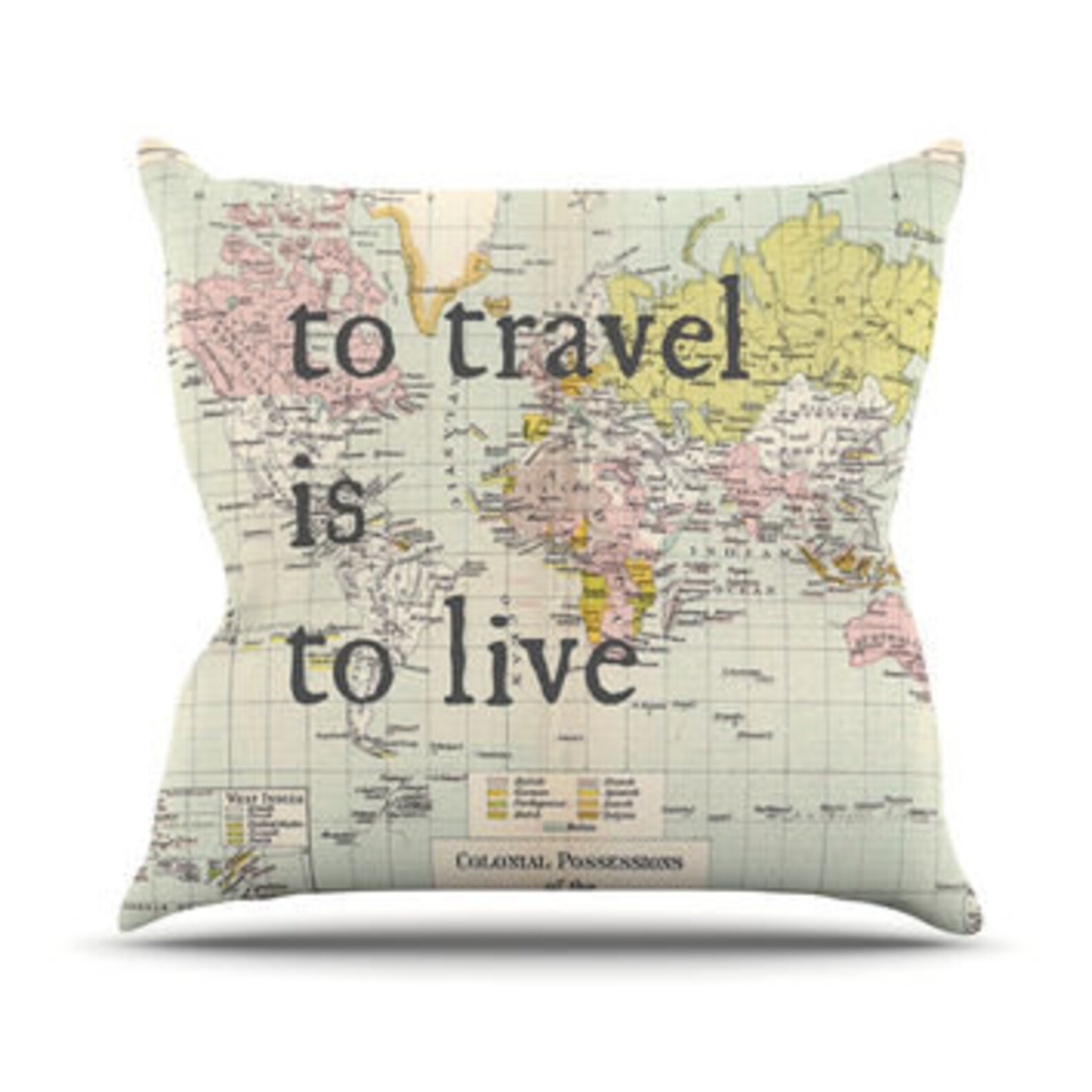 Travel Quote Throw Pillow to Travel is to Live World Map Etsy