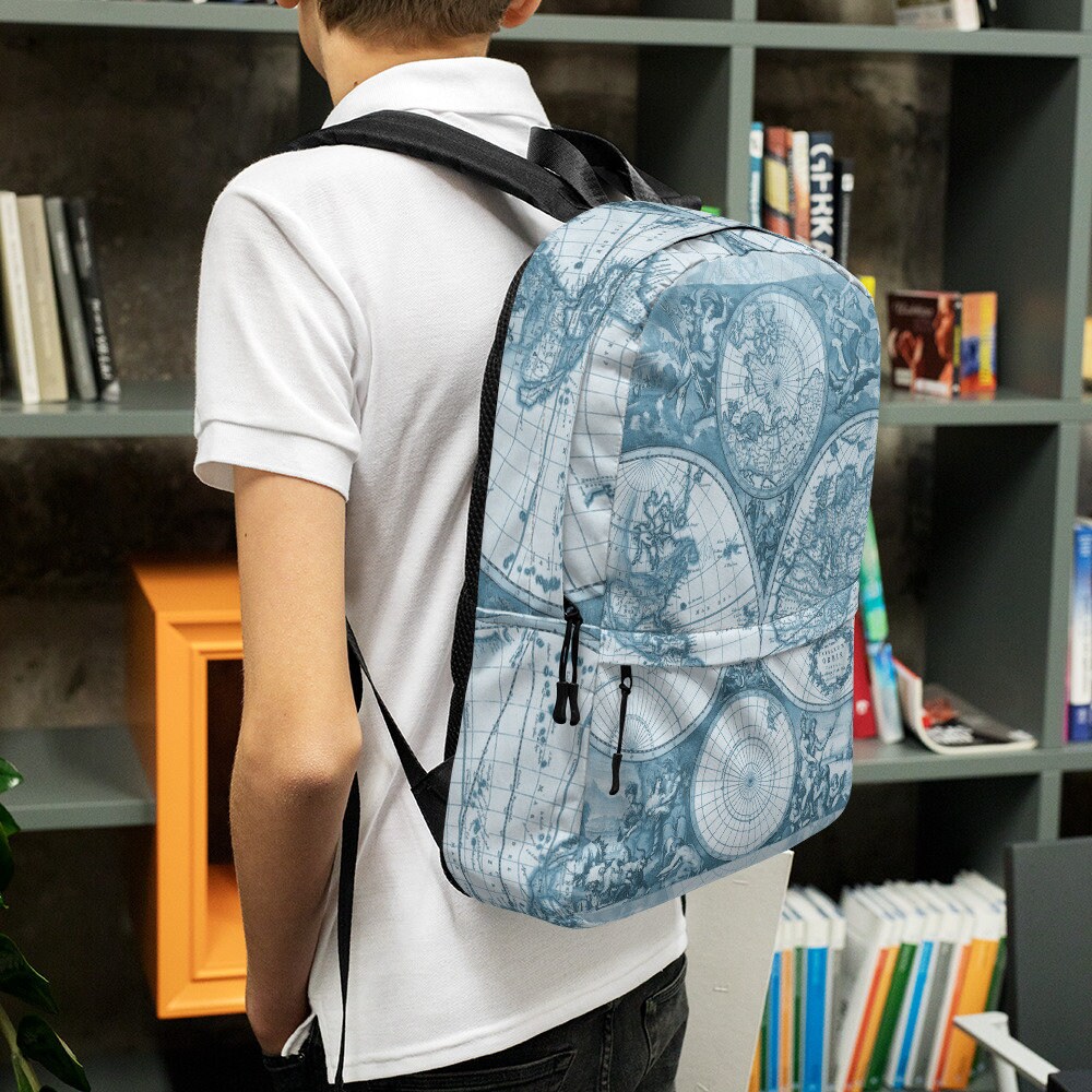 Geography Backpack Antique World Map Backpack in Blue - Back to School With Geography - Etsy