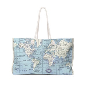 World Map Weekender Tote Bag - with rope handle, travel tote Bag