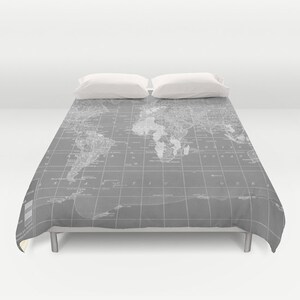 World Map Pillow Grey and White Map of the World throw Pillow travel Decor modern home, apartment, dorm, wanderlust image 5