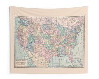 Vintage United States Map Tapestry: Historic Wall Art