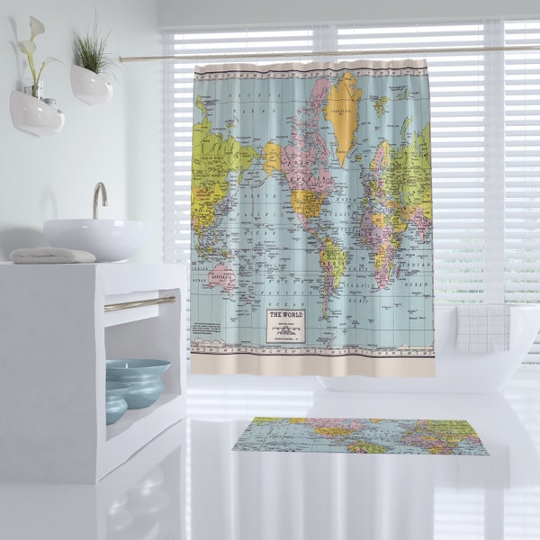 Map Shower Curtain Etsy