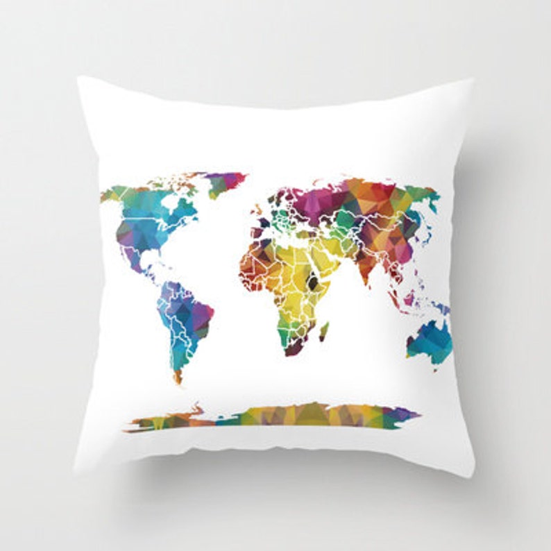 Map Pillow Geometric map, colorful map, unique, modern, geometric on white image 1