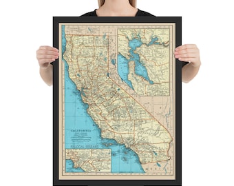 California Surf Spot Map: Framed Coastal Decor Print