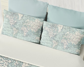 world map pillowcase colour and learn