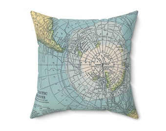 Cojín con diseño de mapa antártico, decoración de viaje, costero, con inserto