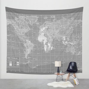 World Map Pillow Grey and White Map of the World throw Pillow travel Decor modern home, apartment, dorm, wanderlust image 4