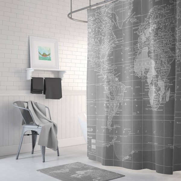 Gray World Map - Etsy