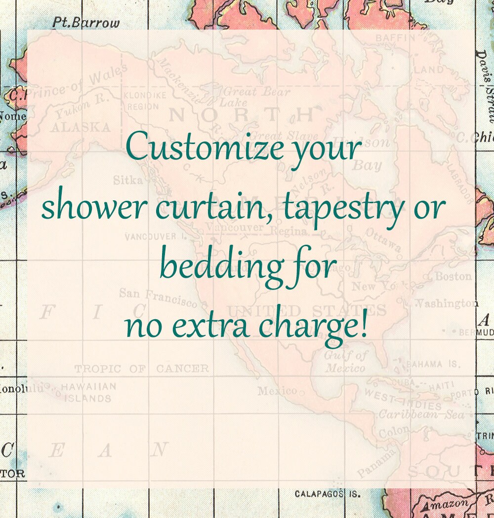 Vintage World Map Shower Curtain: Travel Theme Bathroom Decor - Etsy
