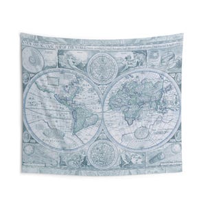 Vintage Weltkarte Wandteppich, Boho Wohnkultur, Wandbehang, Schlafzimmer Ästhetik, Reise-Liebhaber Geschenk, Natur inspirierte Kunst