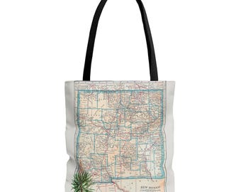 Bolsa de mano con mapa vintage de Nuevo México: bolsa de yuca del suroeste