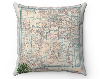 New Mexico Map Throw Pillow - map southwest, Santa Fe, Albuquerque