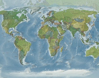 Weltkarte Handtuch, moderne Landkarte, Strandtuch, Badetuch, Handtuch, Länder, aktuelle Landkarte