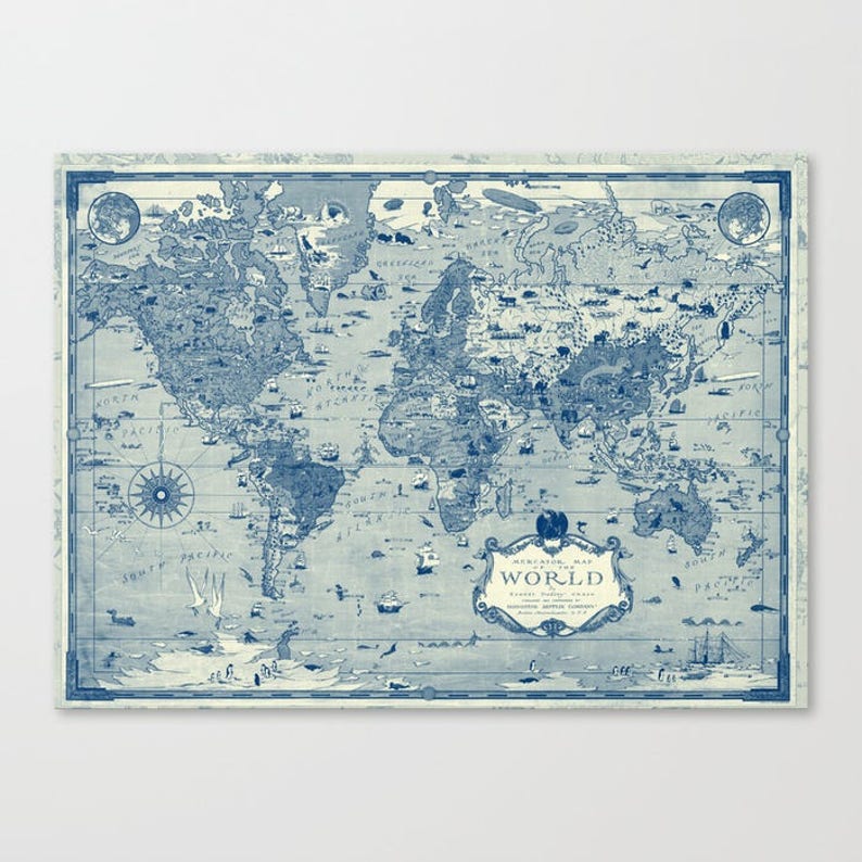Blue World Map Duvet Cover bedding, comforter map, blue, beige, boy's bedroom, travel decor, cozy soft, warm, atlas, geography image 5
