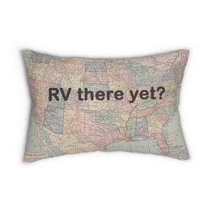 RV Throw Pillow RV there yet US map fun Rv gift , travel decor, Vintage Maps, unique, pastel image 3