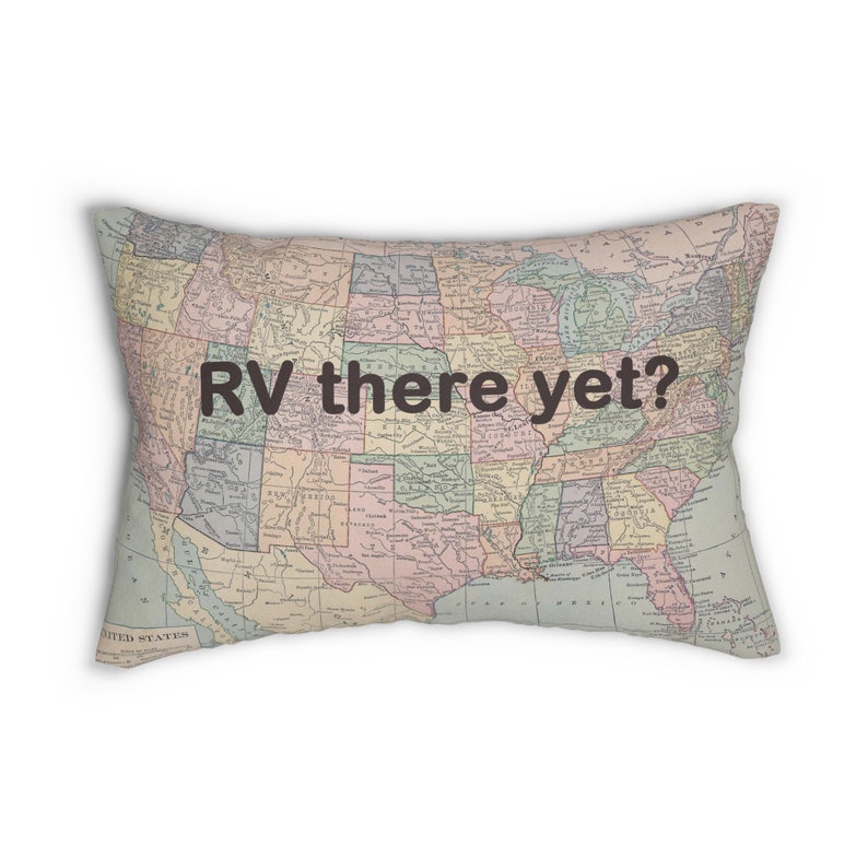 RV Throw Pillow RV there yet US map fun Rv gift , travel decor, Vintage Maps, unique, pastel image 3