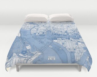 Funda nórdica con mapa de calles vintage de Washington D. C.: ropa de cama de microfibra acogedora