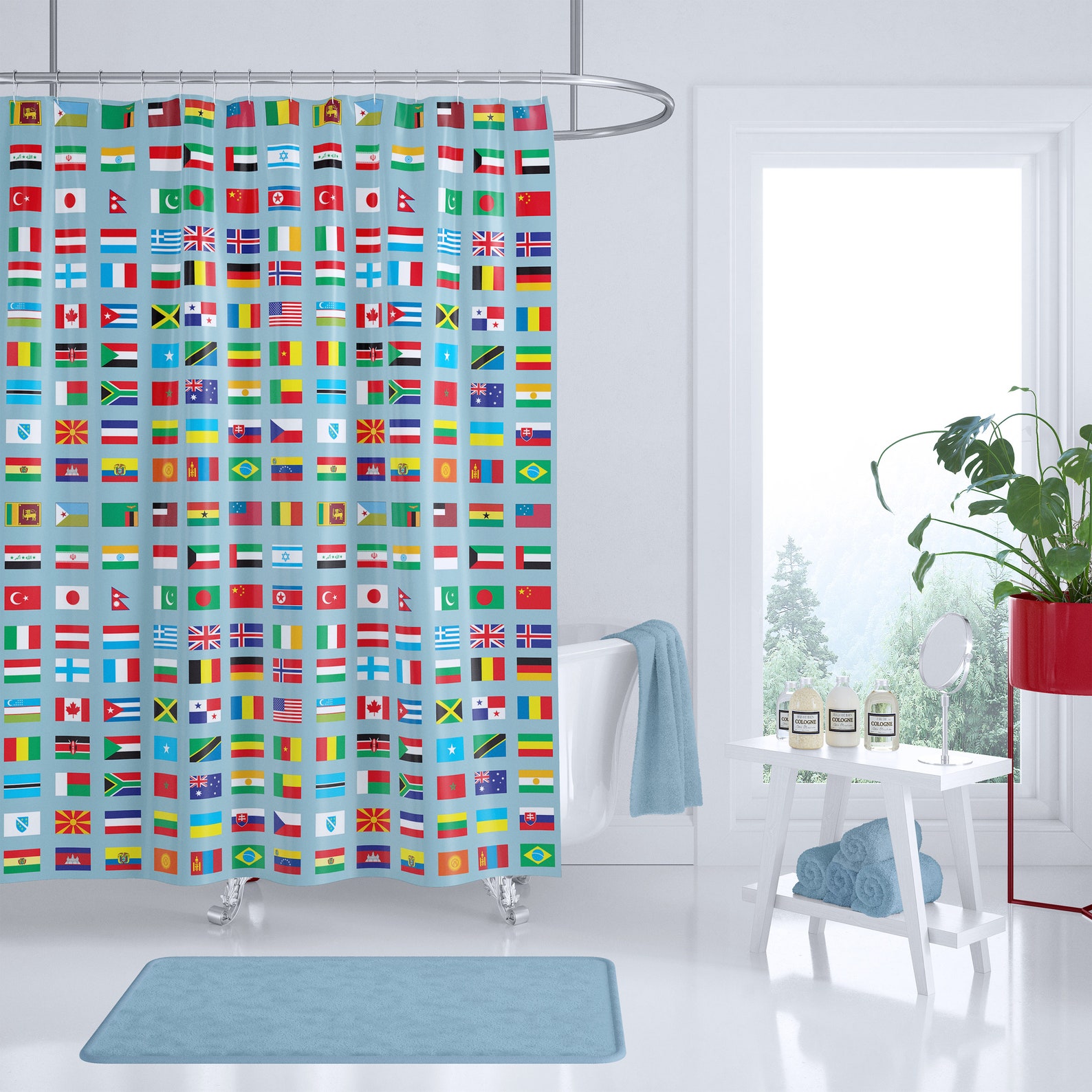 World Flag Shower Curtain Fabric Curtain Colorful Flags of Etsy