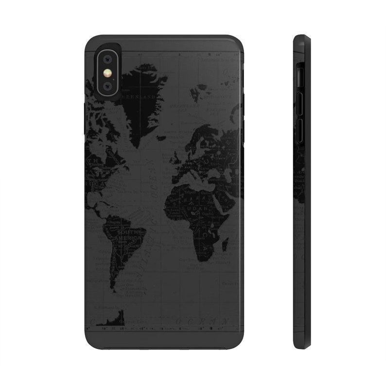 Case Mate Tough Phone Cases Black on Black Map of the World