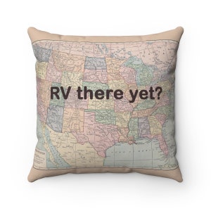 RV There Yet Pillow Cover - cute travel quote cushion cover for camper