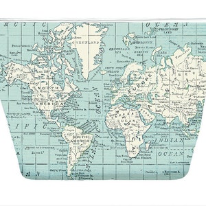 Weltkarte Federmäppchen, Türkis und Creme, Federmäppchen, Federmäppchen, Reise, Fernweh, Schulanfang, Reißverschluss, Etui, Geschenk