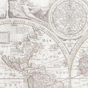 World Map Pillow Case in soft grays, map decor travel, wander, classic, bedroom, bedding, design image 2