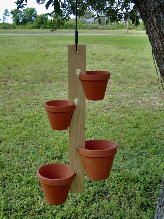Hand Cut Wooden Plant Pot Hanger with S Hook - Made in USA
