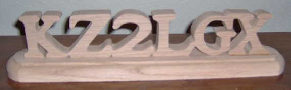 Wooden ham radio call sign made from Red Oak. Free Shipping!