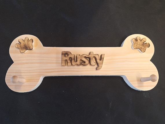 Personalized Wooden Dog Leash Holder