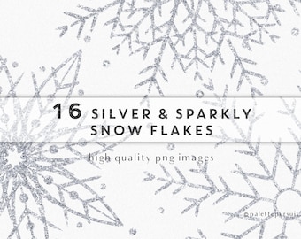 Silver snowflake clipart, silver Christmas clip art, winter snow overlay, silver glitter clip art, Christmas sublimation, Canva elements